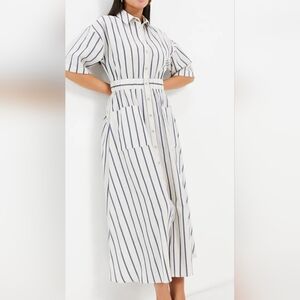 Striped White and Blue Shirt Dress